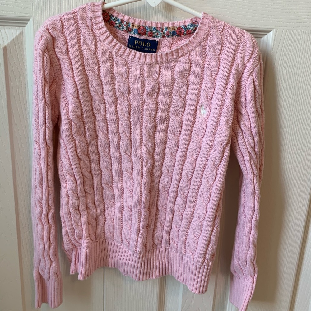 Girls pink Polo Sweater
